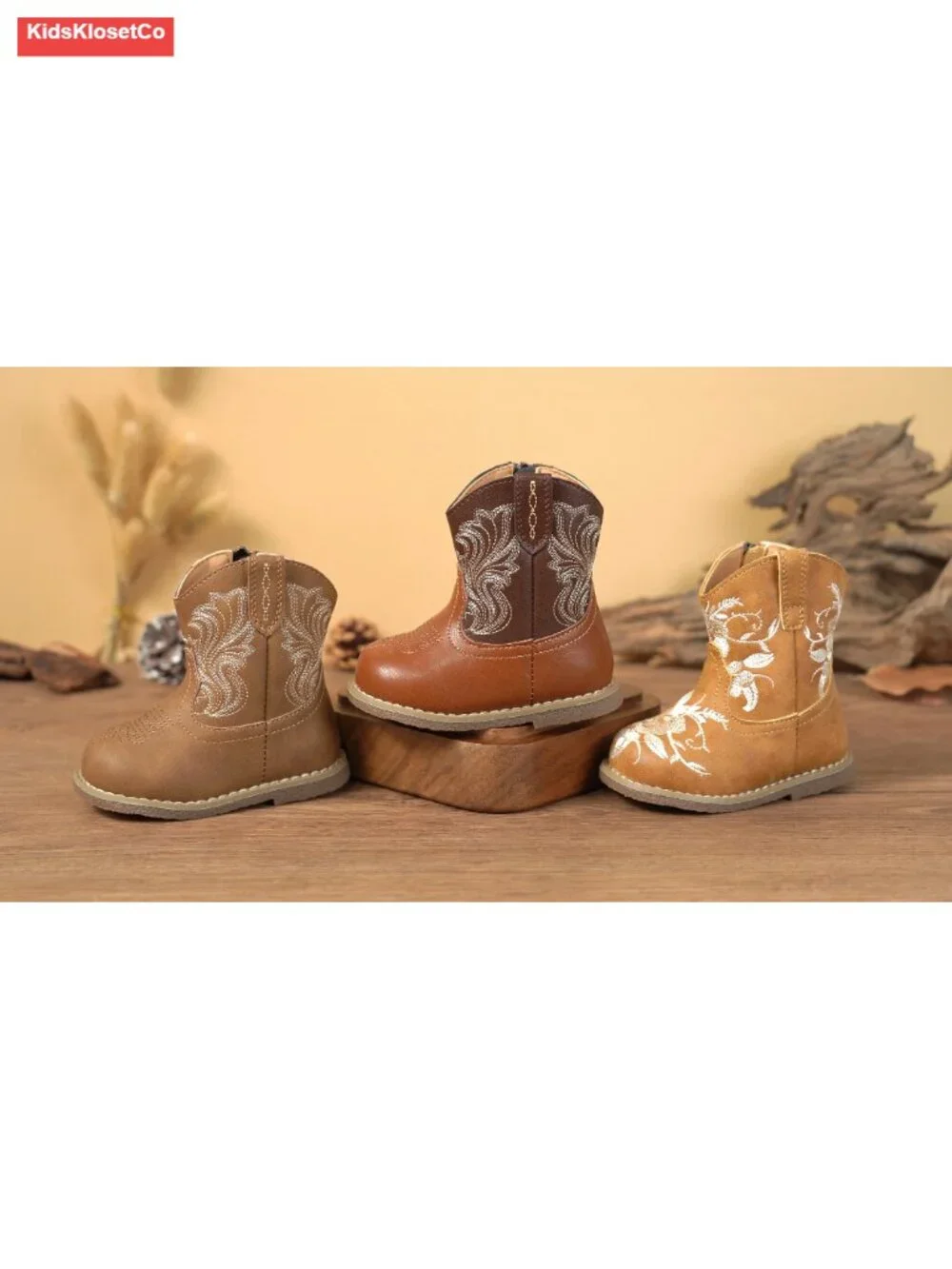 Toddler Boys Girls Western Boots Mid Calf Zipper Closure